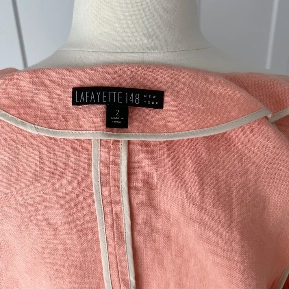 LAFAYETTE 148 Peach Linen Blazer Jacket sz. 2 - Picture 6 of 10